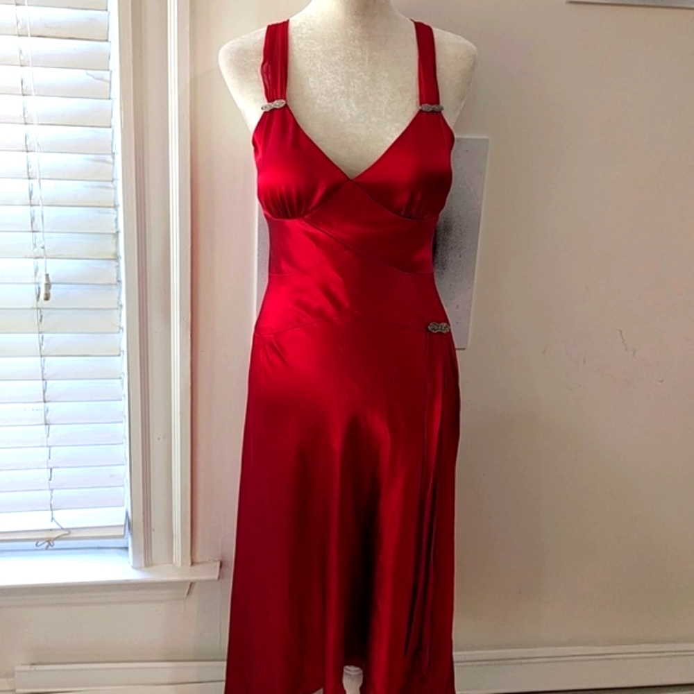 RARE NEW Jones New York Red Silk Poly Blend Dress - with tag! - Picture 7 of 9